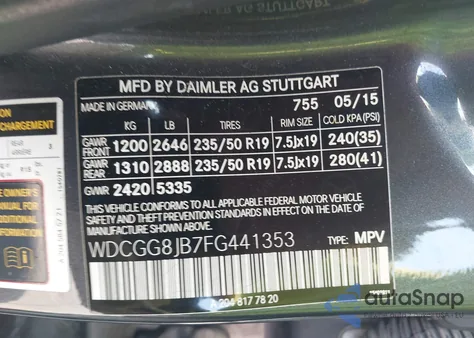 2015 Mercedes-Benz Glk 350 4Matic z USA, uszkodzony, nr VIN WDCGG8JB7FG441353